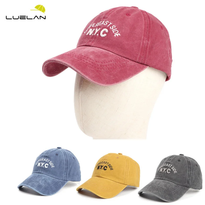 

Retro cowboy washed cotton soft top baseball hat for men and women Korean version of NYC casual couple caps explosion