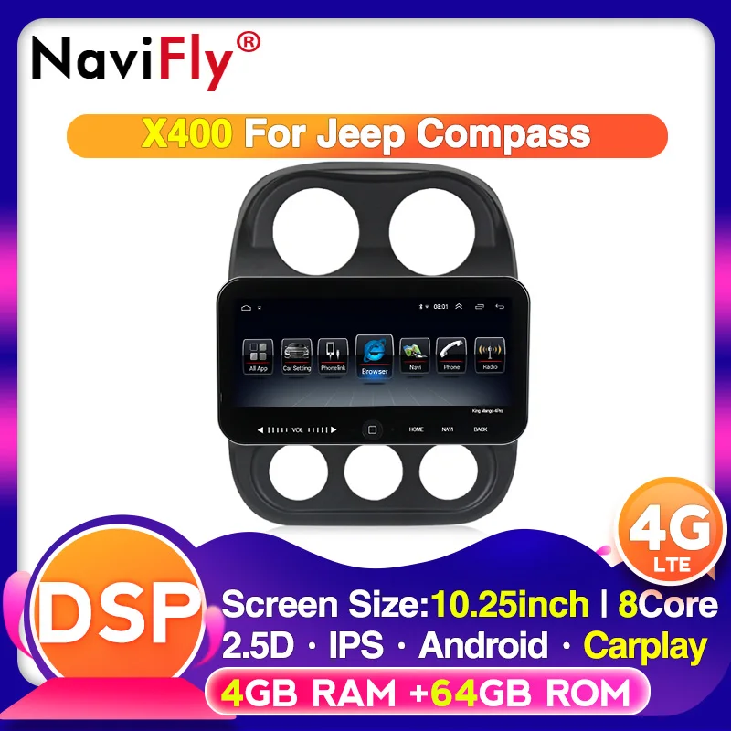 Автомобильный мультимедийный видео стерео плеер авторадио 4G LTE IPS DSP для Jeep Compass 2010