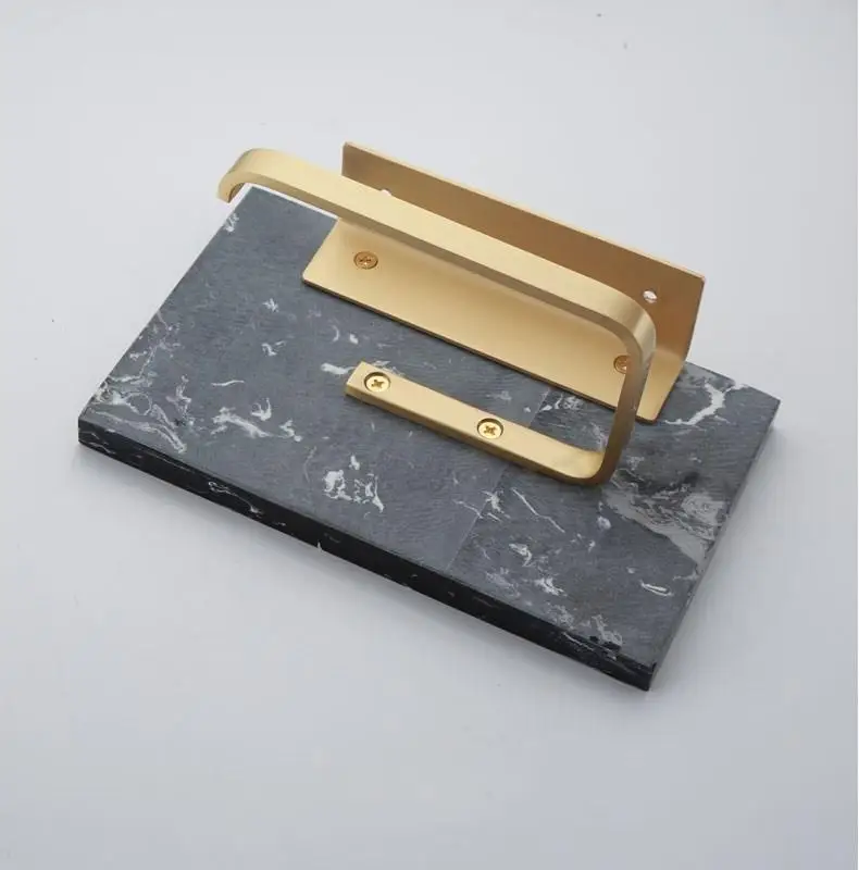 

Bathroom Paper Holder Marble and Brass Material Bathroom Accessories Phone Holder wall mounted