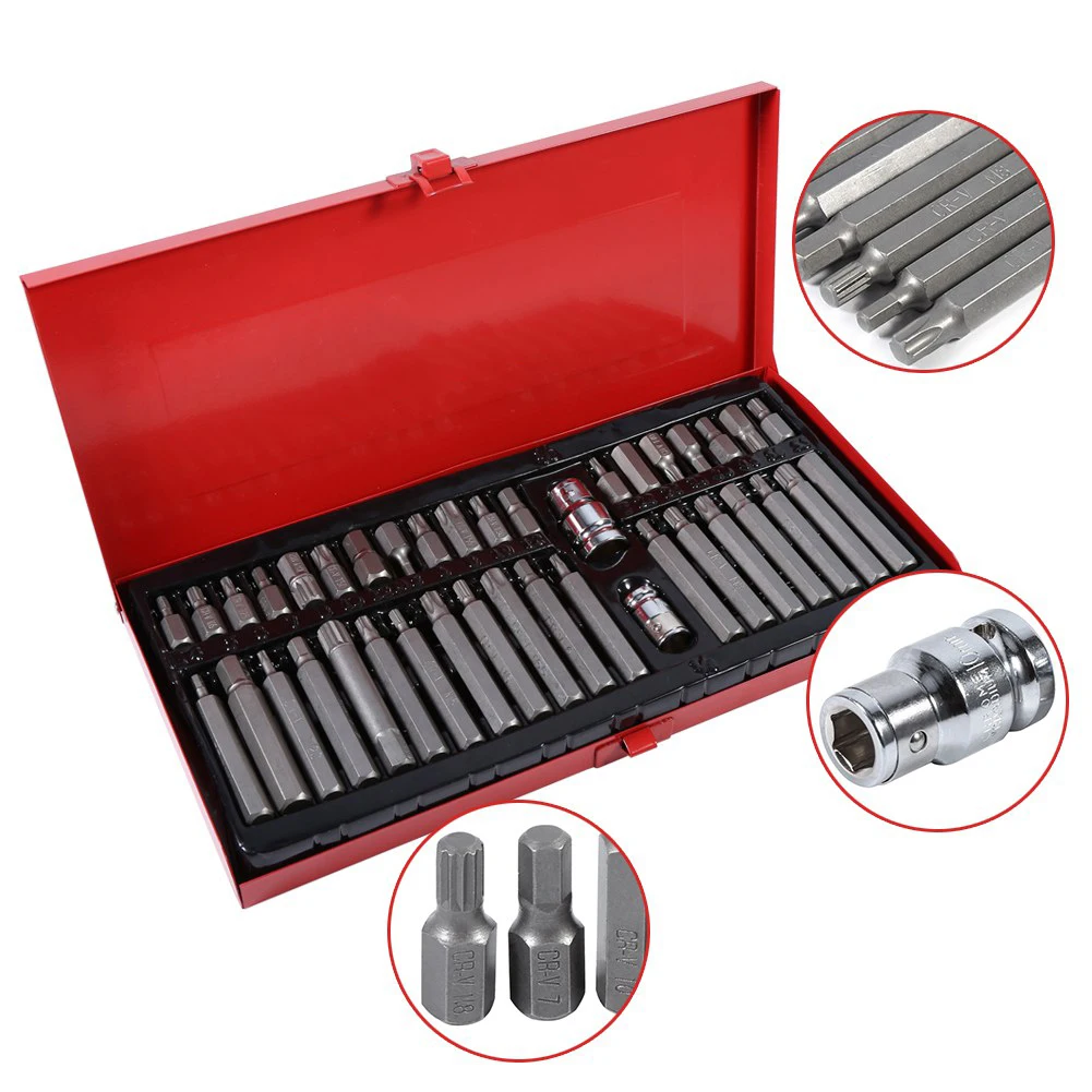 

40pcs Assorted Power Screwdriver Bits Set Hex Spline Torx And Bit Holder Socket Adapter