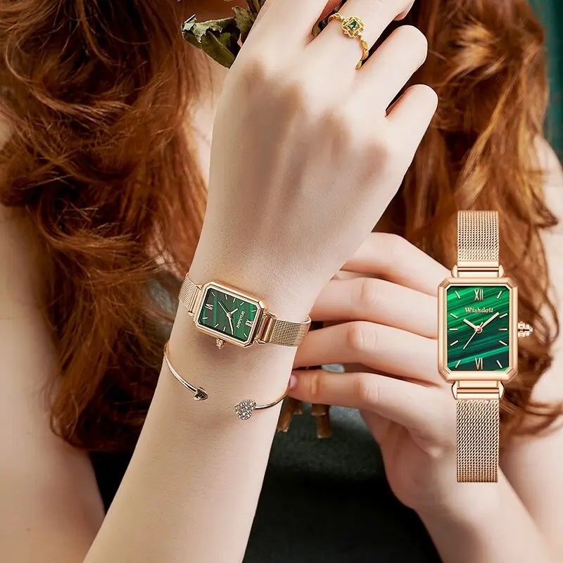 

2021 New Ladies Watch Ladies Creative Steel Ladies Bracelet Watch Female Waterproof Clock Small Green Watch Relogio Feminino