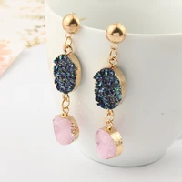 bijoux fancy druzy resin earrings wedding pink bridal drop earrings for women jewelery statement gifts for women accessories