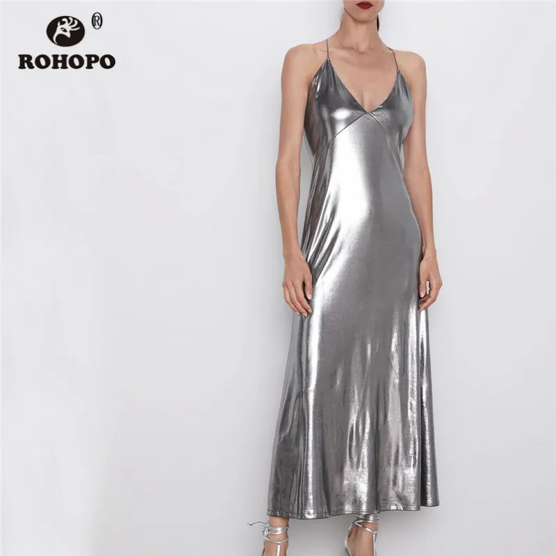 ROHOPO женские Сексуальные Металлические колоер Серебряный бандажный ремень