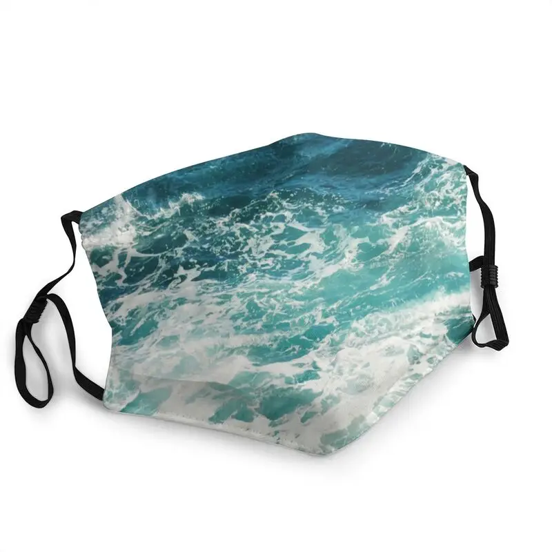 

Non-Disposable Blue Ocean Waves Mouth Face Mask Adult Mask Men Women Anti Dust Protection Cover Respirator Muffle