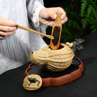 Китайский чайник из исинской глины Zisha Infuser Kung Fu 380 мл Новое поступление известный