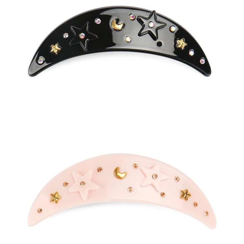 

Korean Edition Moon Hair Barrette Star-Studded Girls Hairpins Sweet Prom Hair Jewelry Acetate Hair Pins