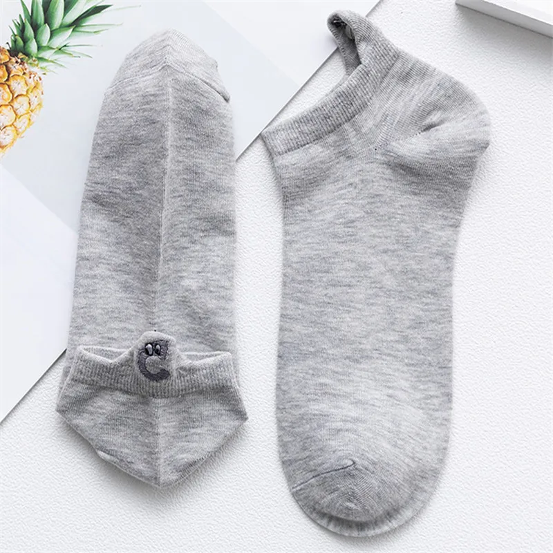 Solid Gray 02 Женские милые короткие носки с героями мультфильмов модные забавные носки с ушками для девочек унисекс хлопковые мужские носки Прямая поставка - Цвет: Solid Gray 02