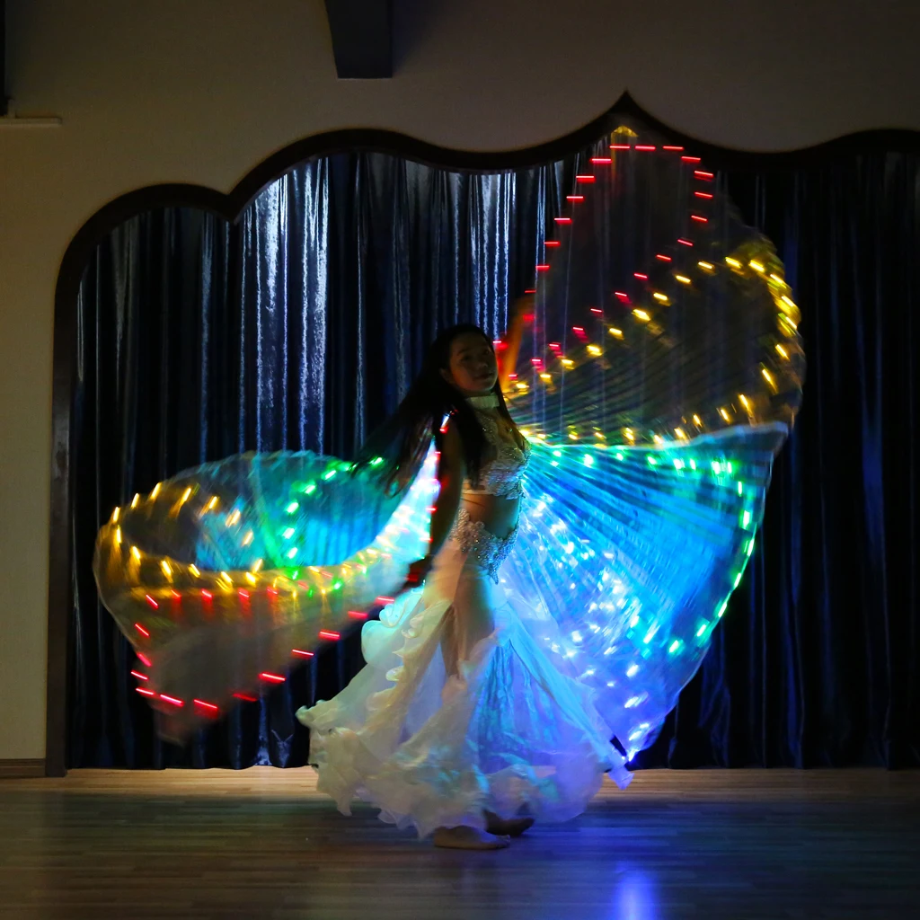 Belly Dance LED Isis Wings Egyptian Indian Club Light up Dancing Wings with Sticks
