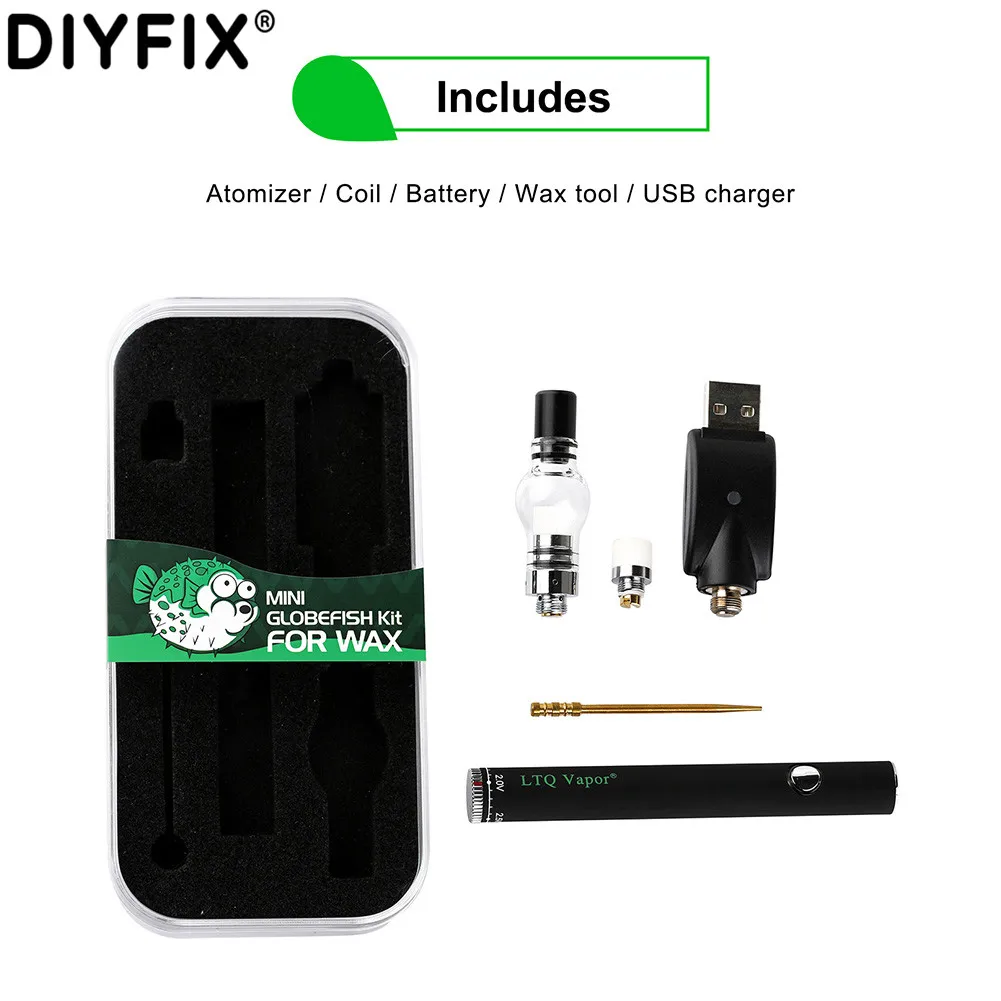 

Набор для вейпа DIYFIX LTQ Mini Globefish, встроенный аккумулятор 280 мАч, резьба 510, с керамической катушкой, восковой атомайзер, вейп-ручка
