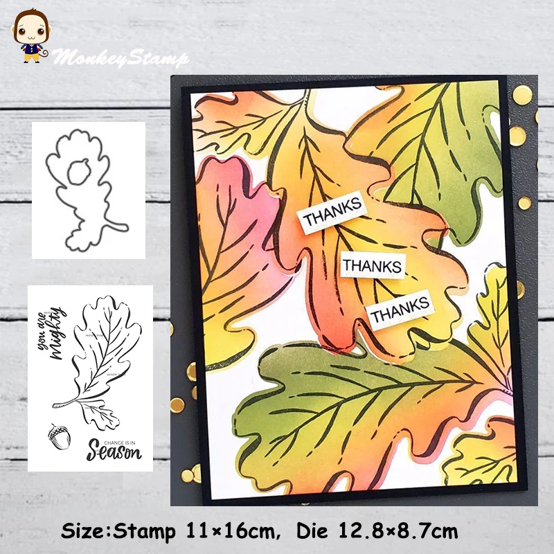 Обезьяна Рождество дубовый лист металла резки штампов и трафарет для DIY