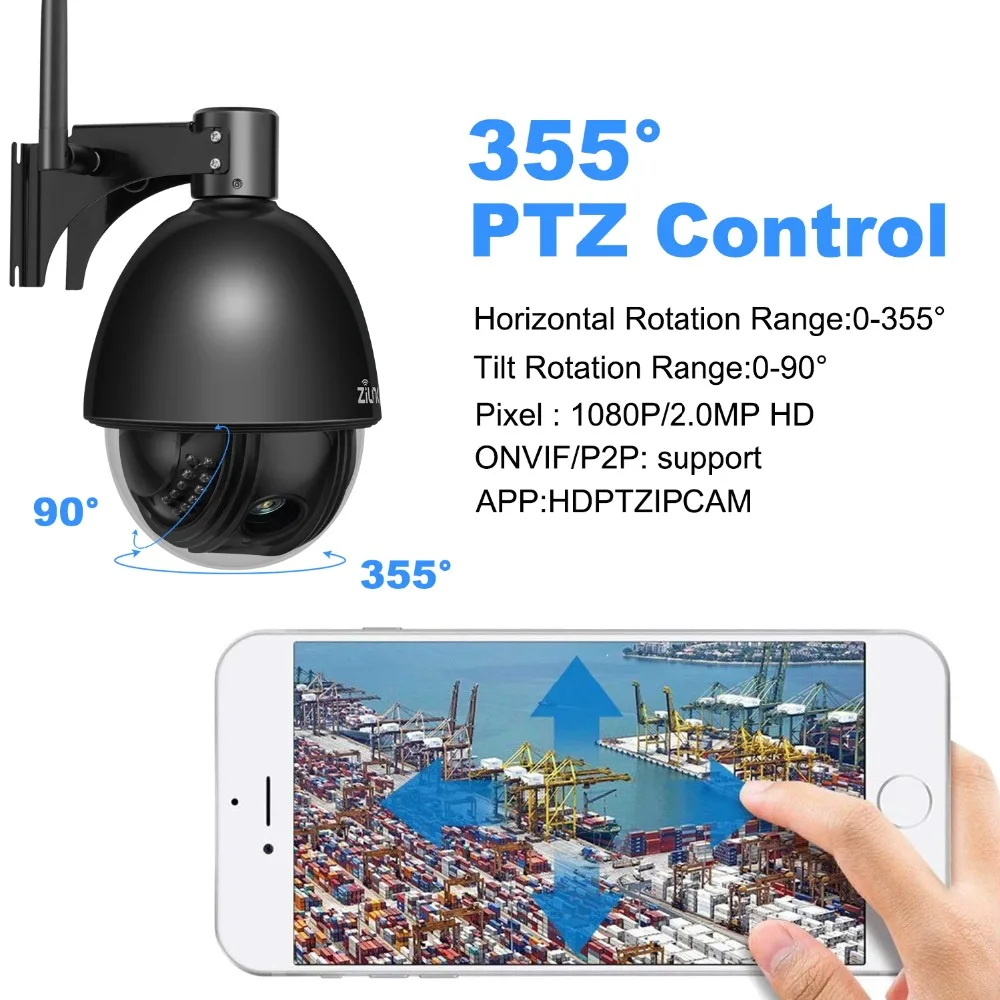 ZILNK 1080P Full HD PTZ скоростная купольная ip-камера с 5-кратным зумом, уличная Водонепроницаемая камера видеонаблюдения, WiFi, мини-камера с датчиком движения ONVIF H.264