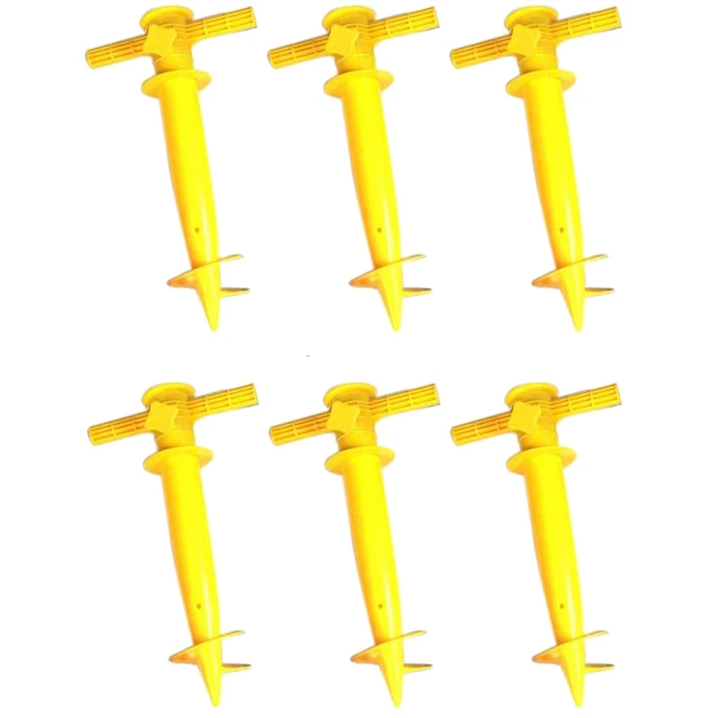 

6Pcs Beach Umbrella Stand Spike Fishing Pole Sun Umbrella Base Plug Accessories Ground Anchor Beach Umbrella Plug