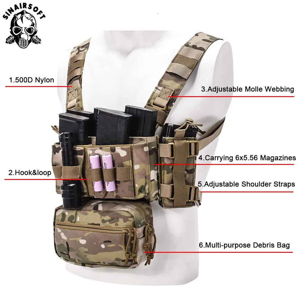 SINAIRSOFT тактическая Грудь Rig Micro Fight Chissis MK3 страйкбол охотничий боевой жилет с 5 56 маг