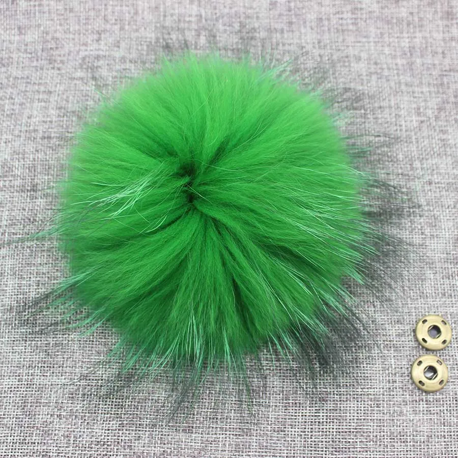 light green 2 шт./лот, разноцветные помпоны из лисьего меха, зимние вязаные шапки, черно-белые помпоны с помпоном для взрослых и детей - Цвет: light green