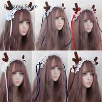 japanese lovely antler forest series christmas headband headband lace bow headdress kc