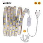 Светодиодная лента 110 В, 220 В, SMD5050, гибкая светодиодная лента 60 светодиодовм, водонепроницаемая светодиодная лента Светодиодная лента световой светильник с вилкой переключателя ЕС, США