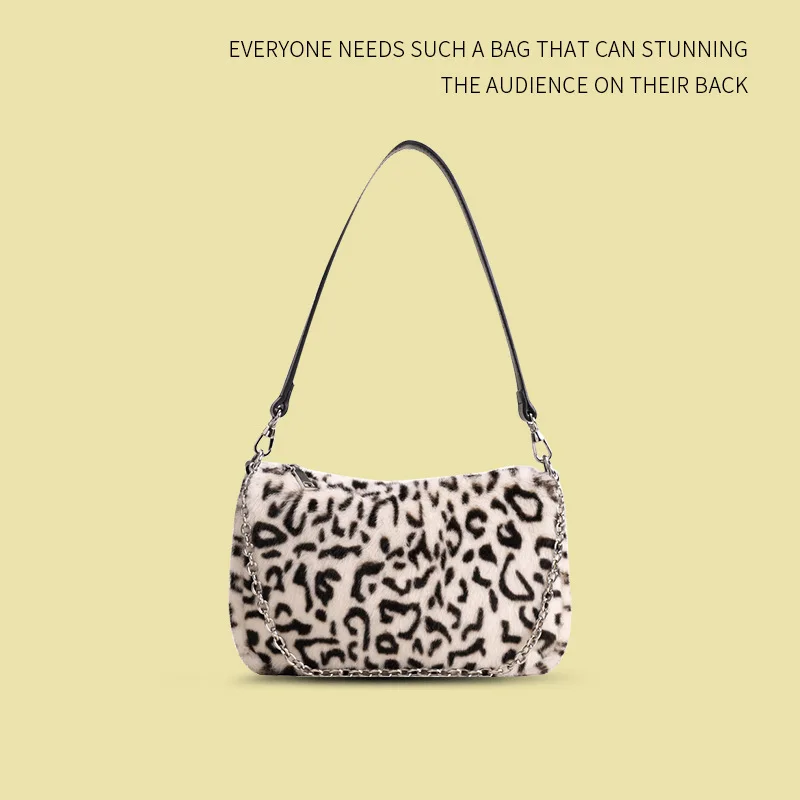 

Autumn and winter plush leopard single shoulder leg bag fashion wild ripples 2021 new tide personality Messenger bag