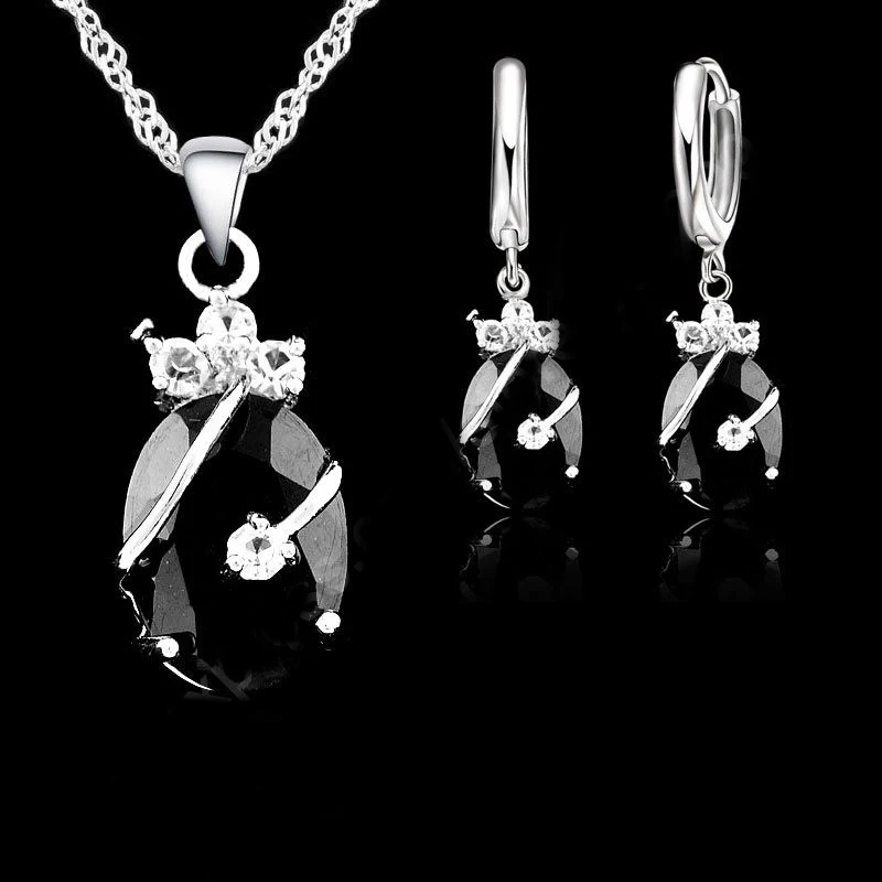 Фото Комплект из колье и серёг серебра 925 пробы с австрийскими кристаллами|jewelry set