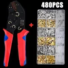 480 шт. 2,84,86,3 мм Универсальный пружинный штекер обжимной ручной инструмент Соединительные Клеммы Электрический изолированный + 1 шт. плоскогубцы