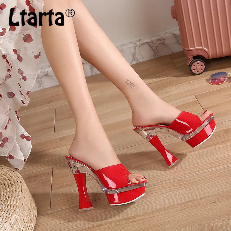 LTARTA/босоножки на высоком толстом каблуке 14 см Шлепанцы Женская летняя обувь