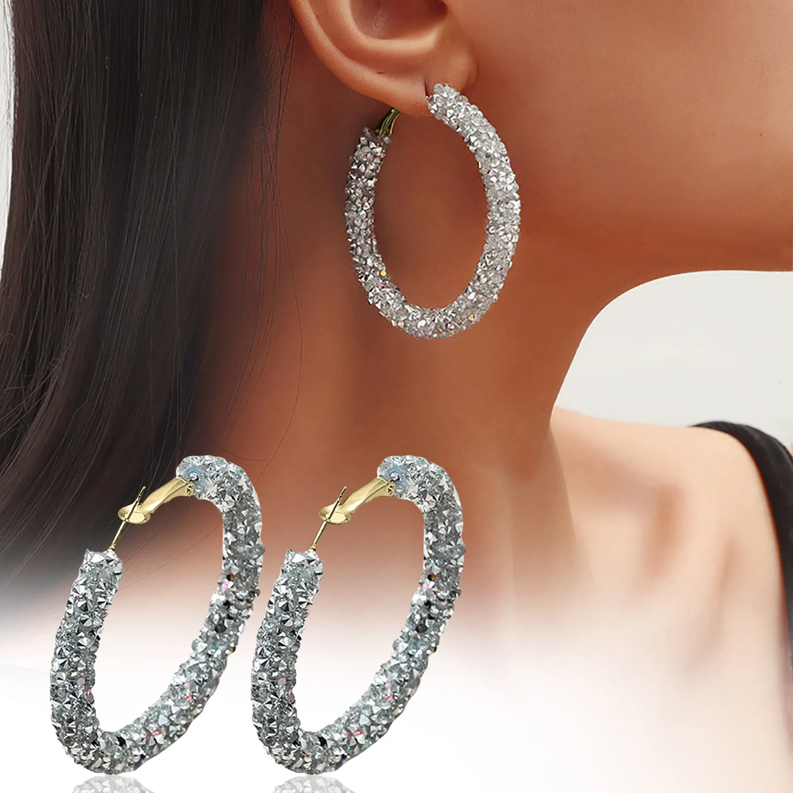 

Vintage Simple Women's Earrings Luxury Glitter Diamond Earrings Classic Women's Pierced Earrings Wedding Birthday Jewelry Gifts