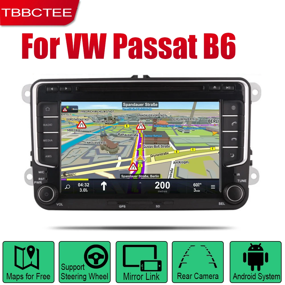 

TBBCTEE Auto Radio 2 Din Android Car DVD Player For Volkswagen VW Passat B6 2005~2010 GPS Navigation BT Wifi Map Multimedia