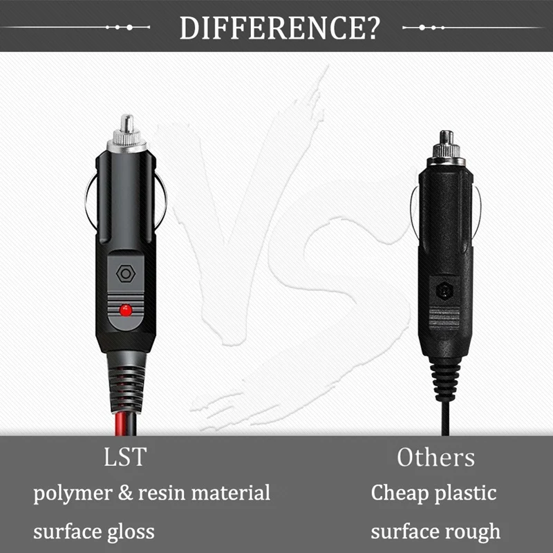 

12V / 24V Car Extension Cable for Cigarette Lighter Dustproof Waterproof Car Battery Terminal Alligator Clip Socket Adapter (