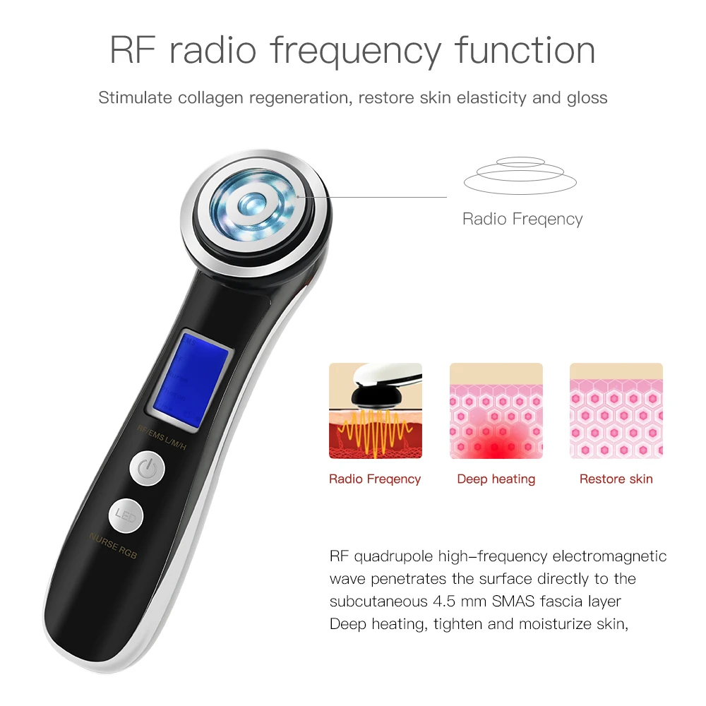 

EMS Radio Frequency Mesotherapy Electroporation Face RF lifting Beauty Massager LED Photon Face Skin Rejuvenation Wrinkle Remove