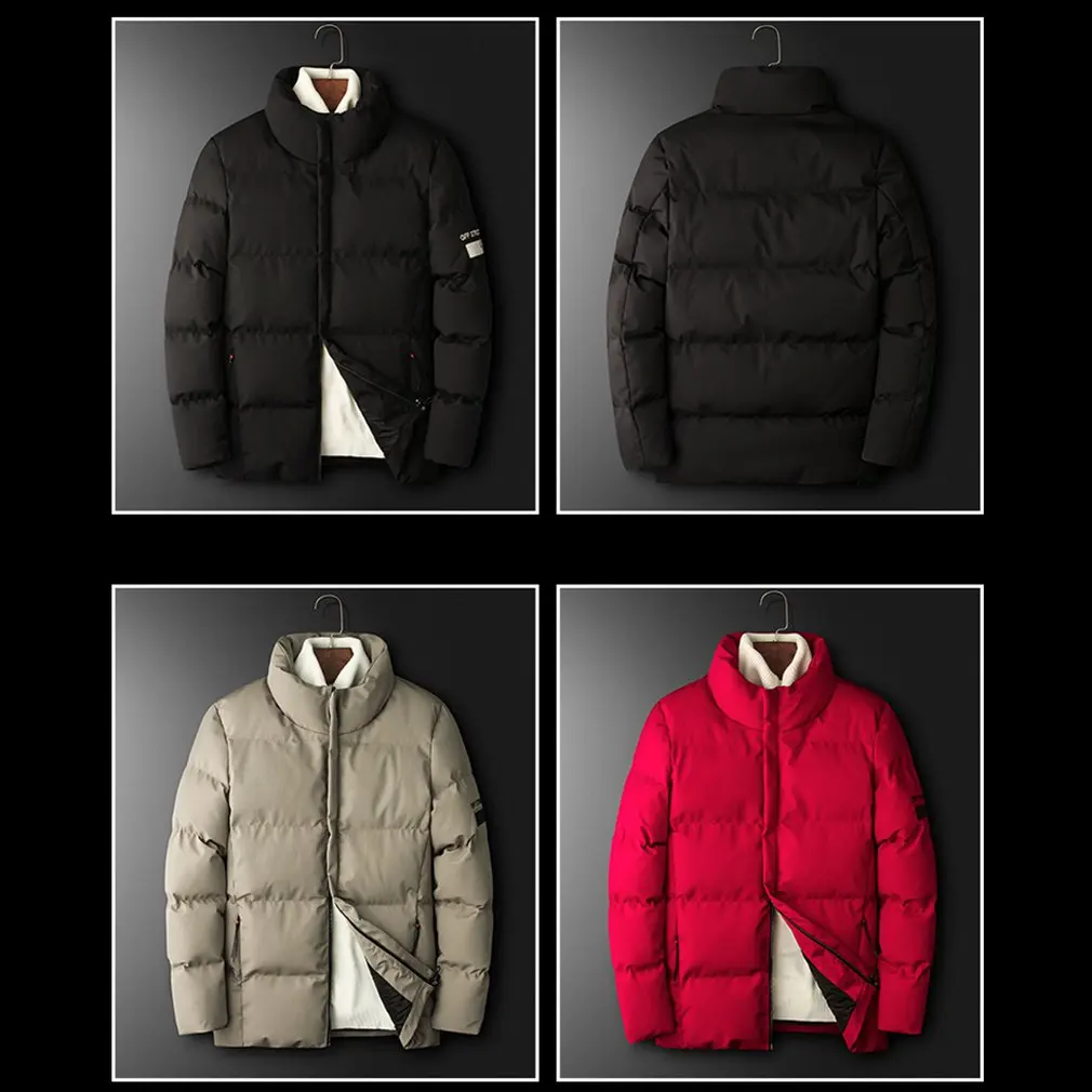 

New Winter Solid Jackets Parka Men Brand Autumn Warm Stand-up collar Outwear Slim Fit Mens Cotton Padded Coats Male