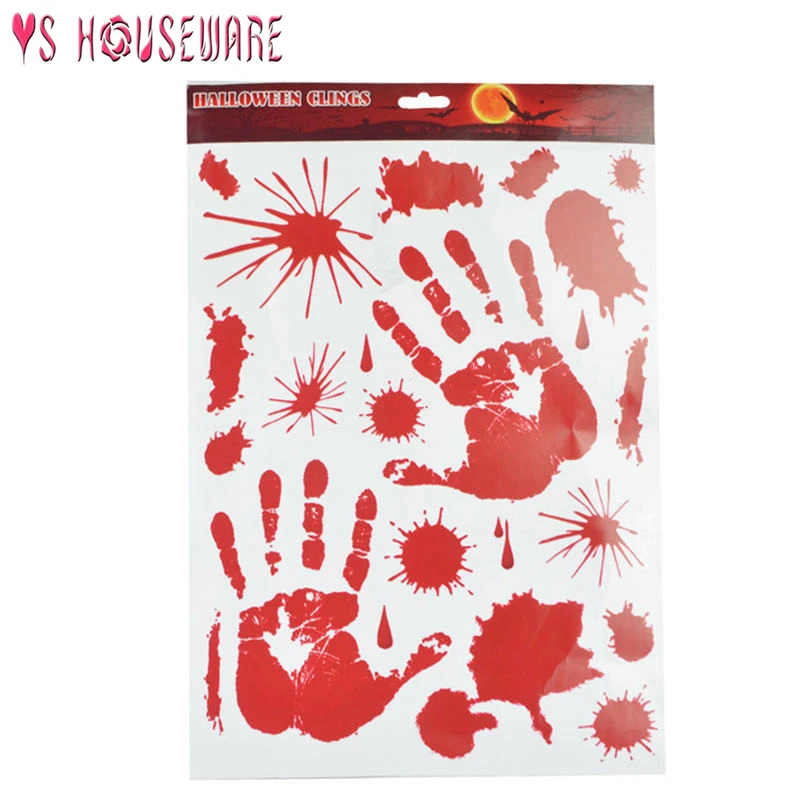 Ужас наклейка Кровавый отпечаток руки Стекло окно домашний Декор Съемный