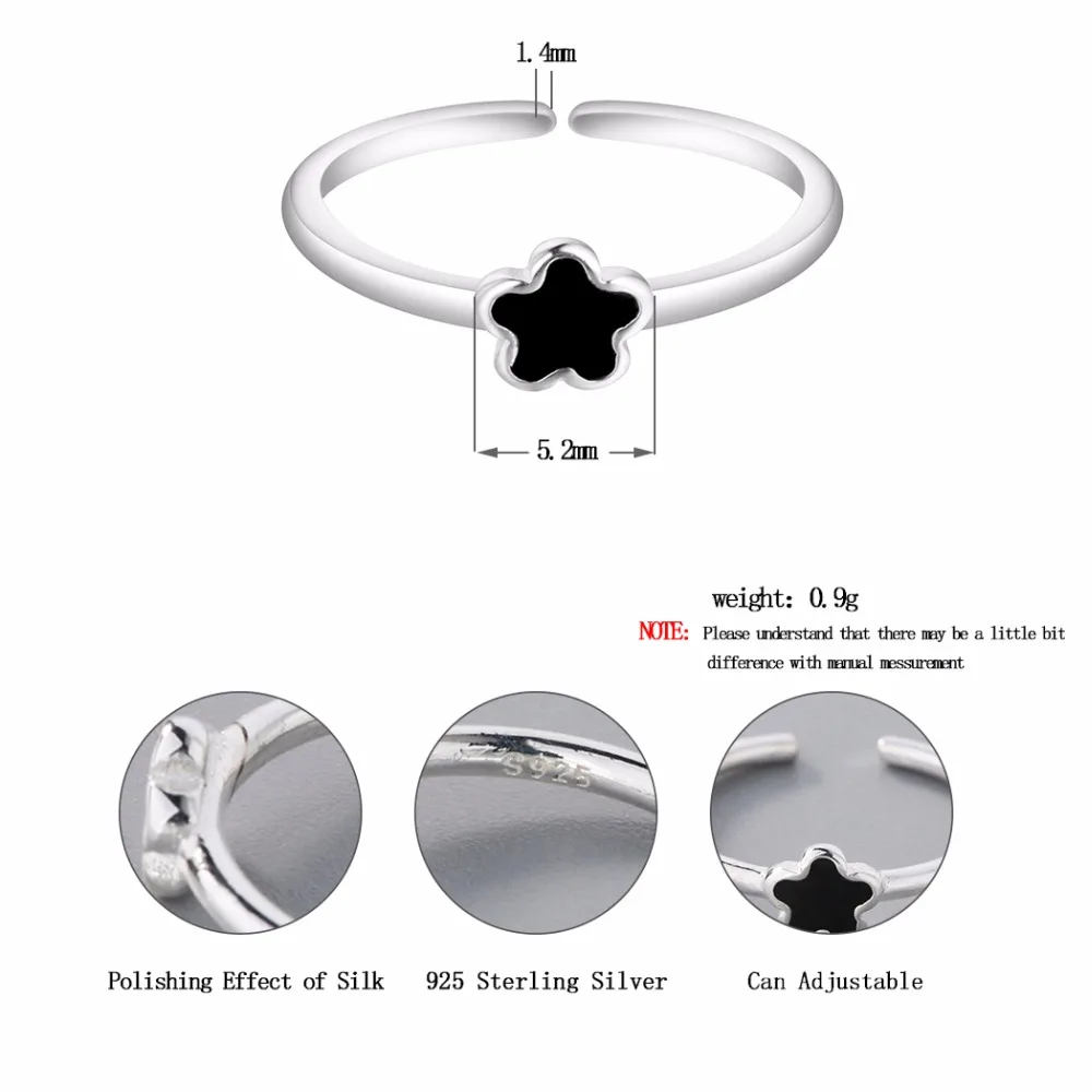 Черное Женское кольцо с сердцем регулируемое модное рождественское ювелирное