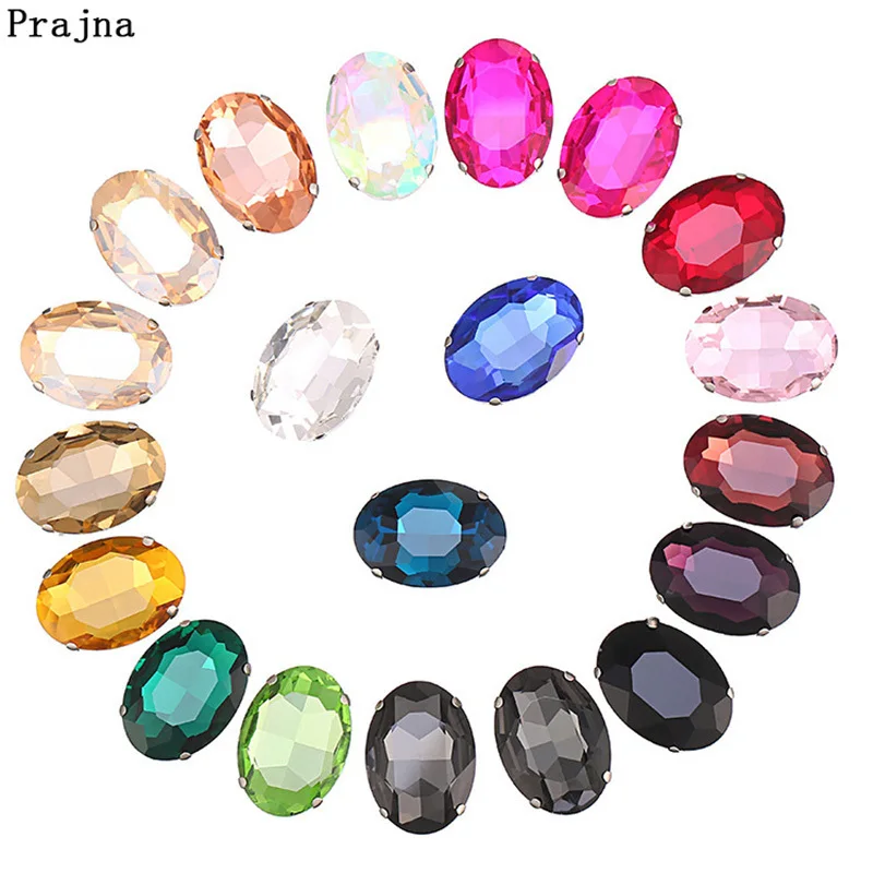 Prajna Claw Rhinestones Sew on AB Crystal Stone Strass Diamond Oval Glass Flat Back Rhinestone DIY Appliques for Wedding Dress | Дом и сад