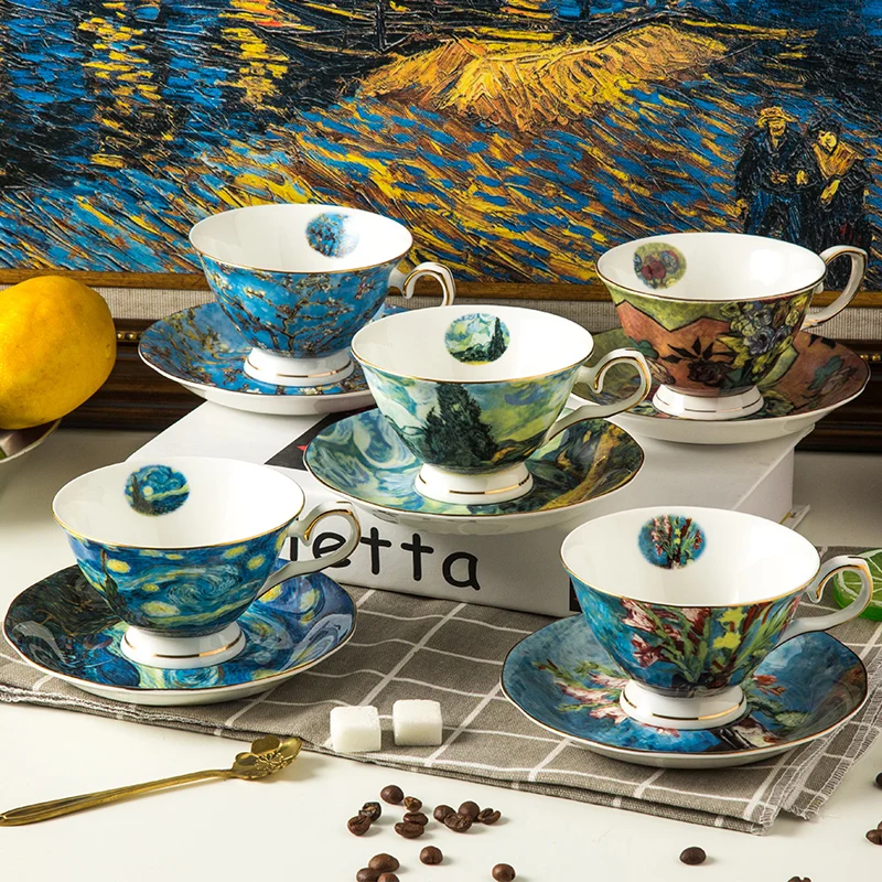 Van Gogh design fine bone china coffee cup and saucer ceramic | Дом и сад