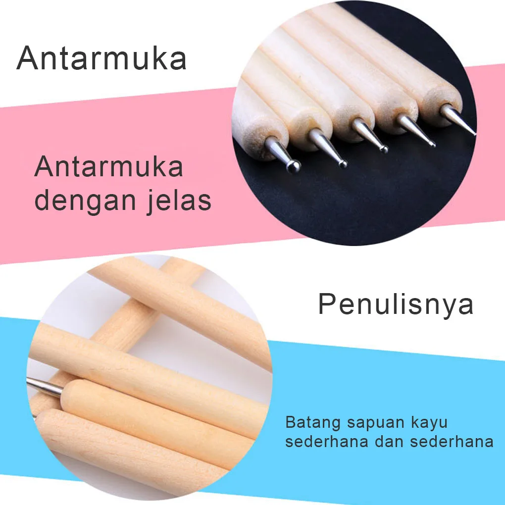 5 шт./компл. перо для тиснения ногтей деревянный шариковый стилус инструмент