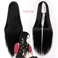 ebingoo 32 inches black long straight synthetic wigs high temperature fiber natural middle part synthetic cosplay wigs peruca