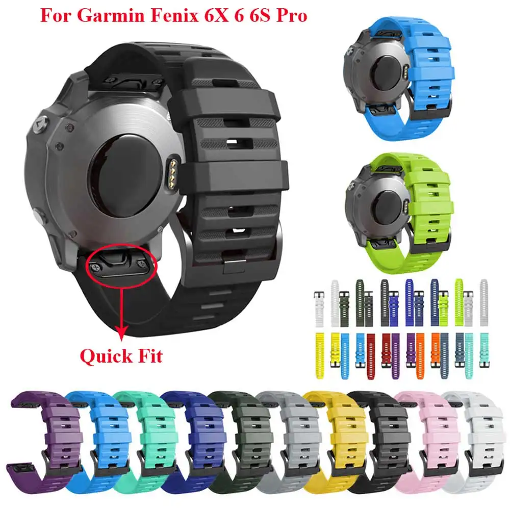 26 22 20 мм ремешок для часов Garmin Fenix 6X6 5 6S Pro 5S Plus 3 часа цветной быстросъемный