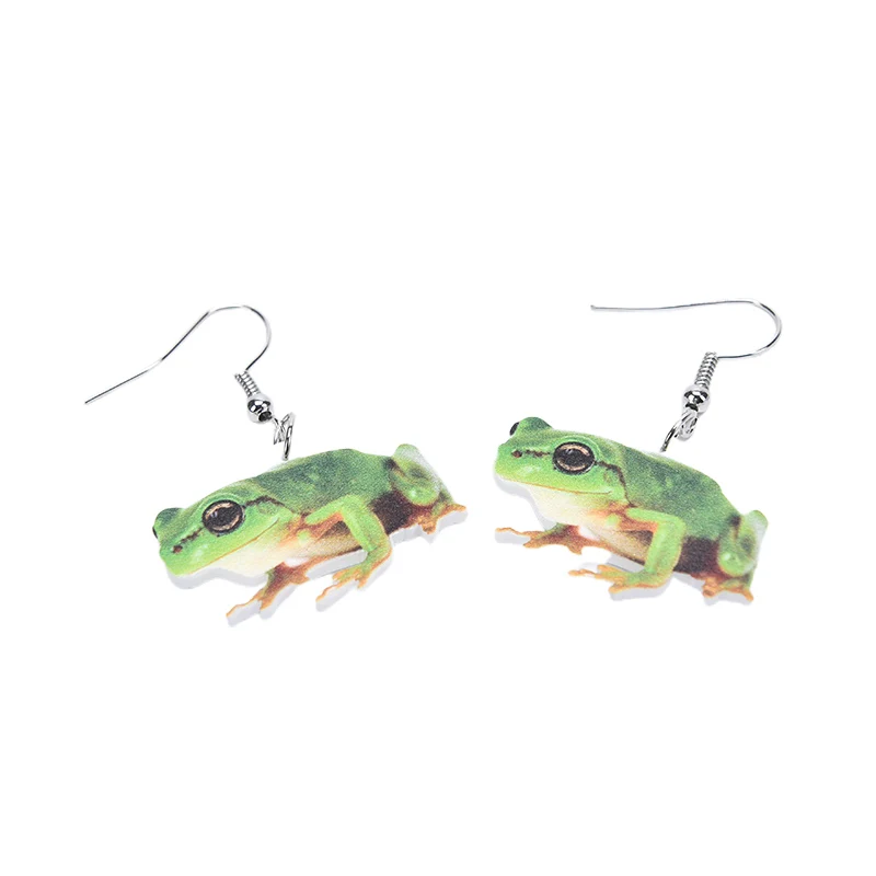 Аксессуары акриловые милые зеленые серьги лягушки Висячие животные ювелирные