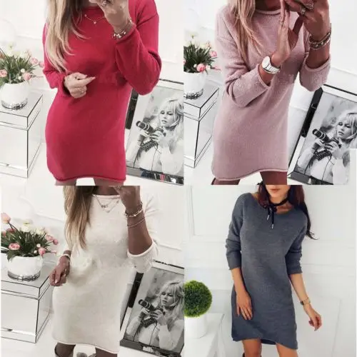 Женское сексуальное платье с длинным рукавом свитер женский Модный пуловер