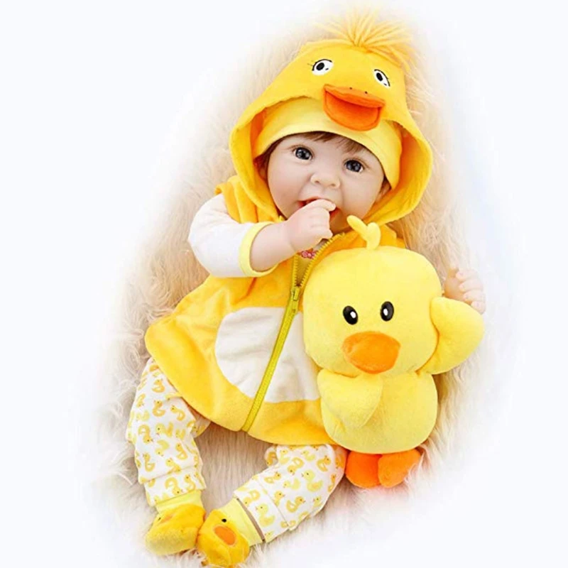 

22In Looking Lifelike Realistic Baby Newborn Care Easy Open Eyes Toy with Yellow Clothes for Children and the Elderly Xmas Gift