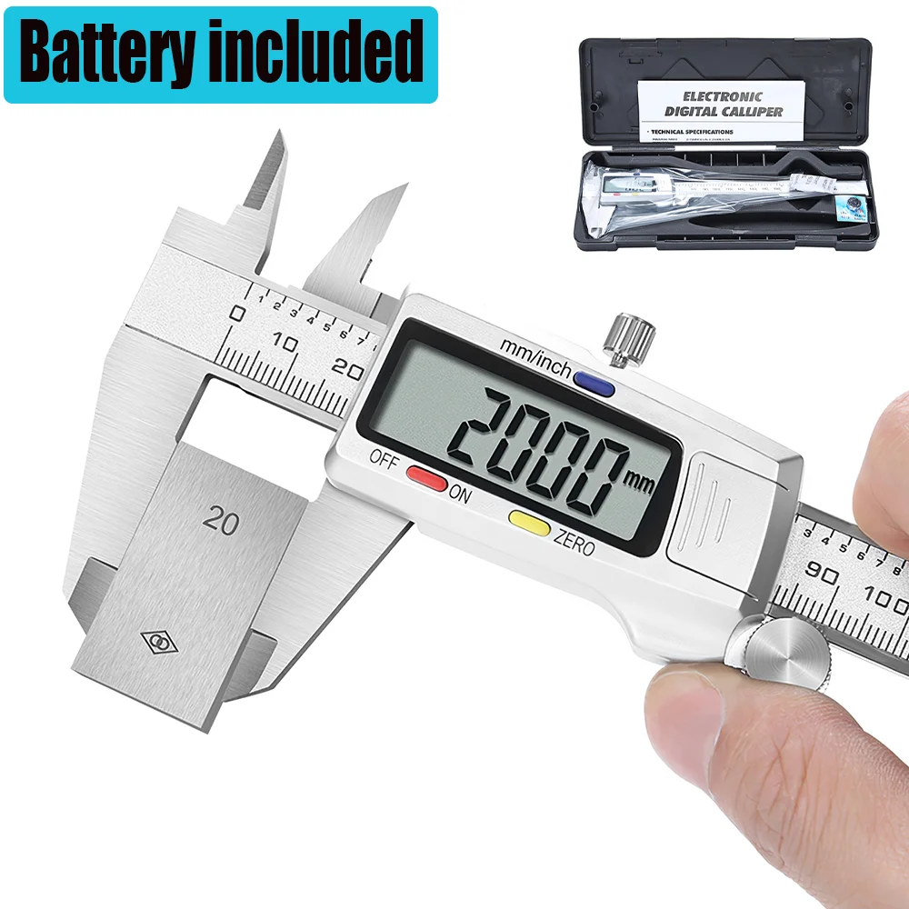 

0-150mm Digital Caliper Stainless Steel Measuring Tool Micrometer 6inch LCD Electronic Vernier Calipers With LR44 Battery 1.5V