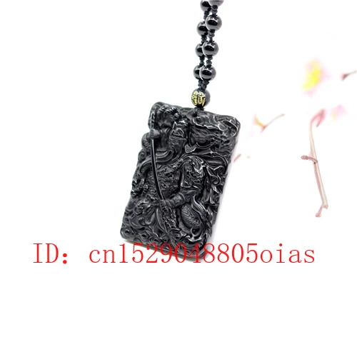 Натуральный черный обсидиан нефрит Гуандун Кулон Бусы Ювелирные изделия резной