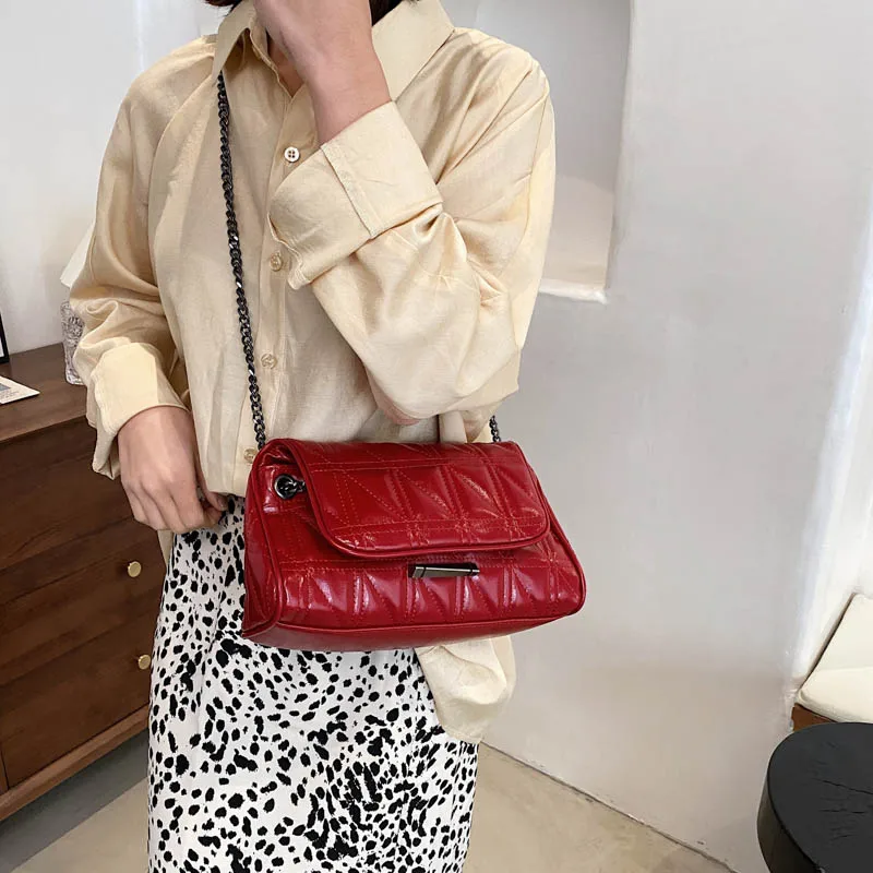 

OLSITTI New Stylish Simple Ladies Handbag Pu Leather Shoulder Bags for Women 2021 Fashion Chain Messenger Bag Wallet Sac A Main