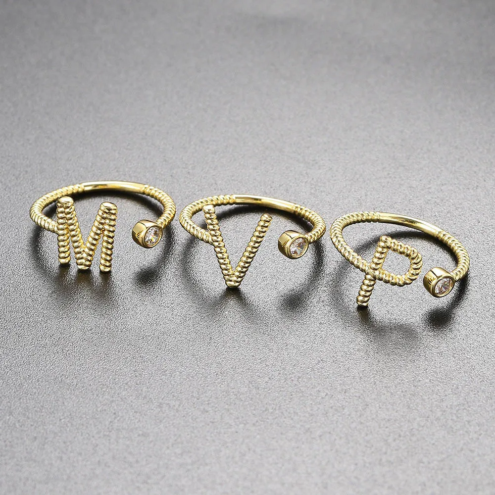 Кольцо с буквой инициала KAR167 для женщин аксессуар в минималистическом стиле