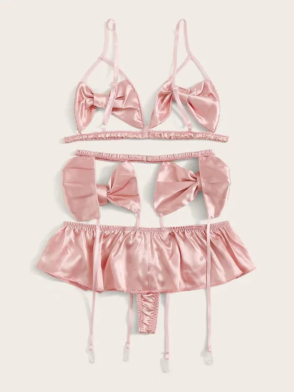 Sexy Lingerie Girls Maid Outfit Ruffles Bow Bra And Panty Garter Set Underwear Costume Naughty Anime Cosplay Suit | Тематическая