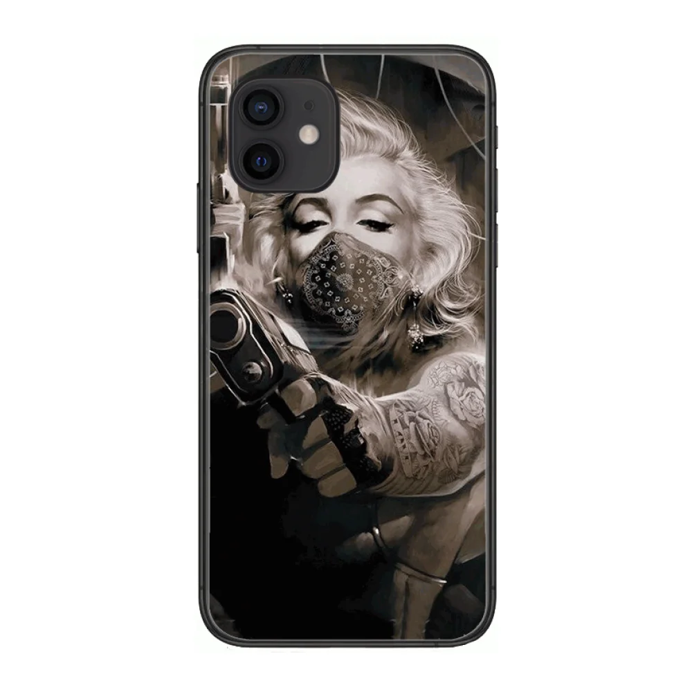 

Stylish Marilyn Monroe Tattoo Style Phone Case cover For iphone 12 pro max 11 8 7 6 s XR PLUS X XS SE 2020 mini black cell s