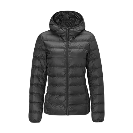 Black Hooded Xiaomi Yeation, женский пуховик, ультра-светильник, тонкий, новинка, Осень-зима, тонкий, короткий, теплый, белый, утиный пух, пальто, женская верхняя одежда - Цвет: Black Hooded