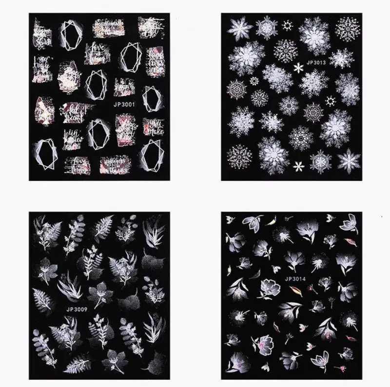 

TXD 1 Piece of 3D snowflake nail art sticker Christmas decal transfer sticker nail self-adhesive DIY nail art decoration