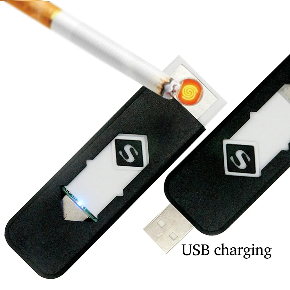 40 шт./лот оптовая продажа ветрозащитная USB Зажигалка перезаряжаемая Бездымная