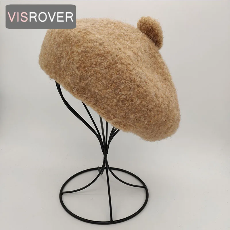VISROVER-boina suave de fibra de Alpaca para mujer, gorro Punk de color sólido, 8 colores, para otoño e invierno, venta al por mayor