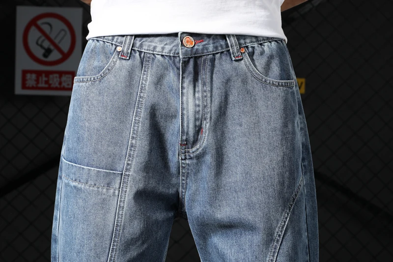 Джинсы мужские свободного покроя повседневные брюки-султанки в стиле хип-хоп